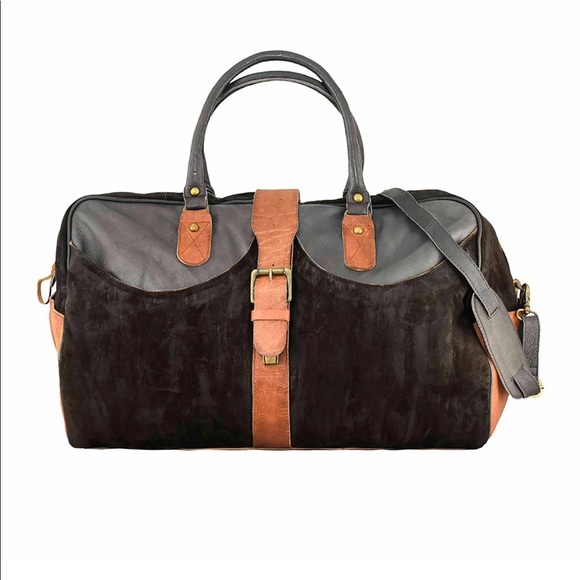 Vintage Addiction Handbags - Vintage Addiction Suede & Leather Travel Bag